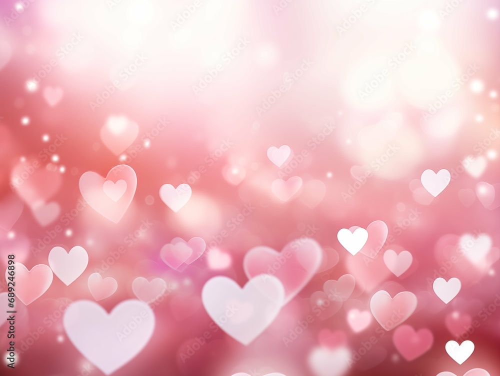 White heart bokeh on pink background, valentine concept
