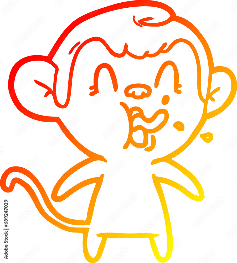 warm gradient line drawing of a crazy cartoon monkey warm gradient line drawing of a crazy cartoon monkey
