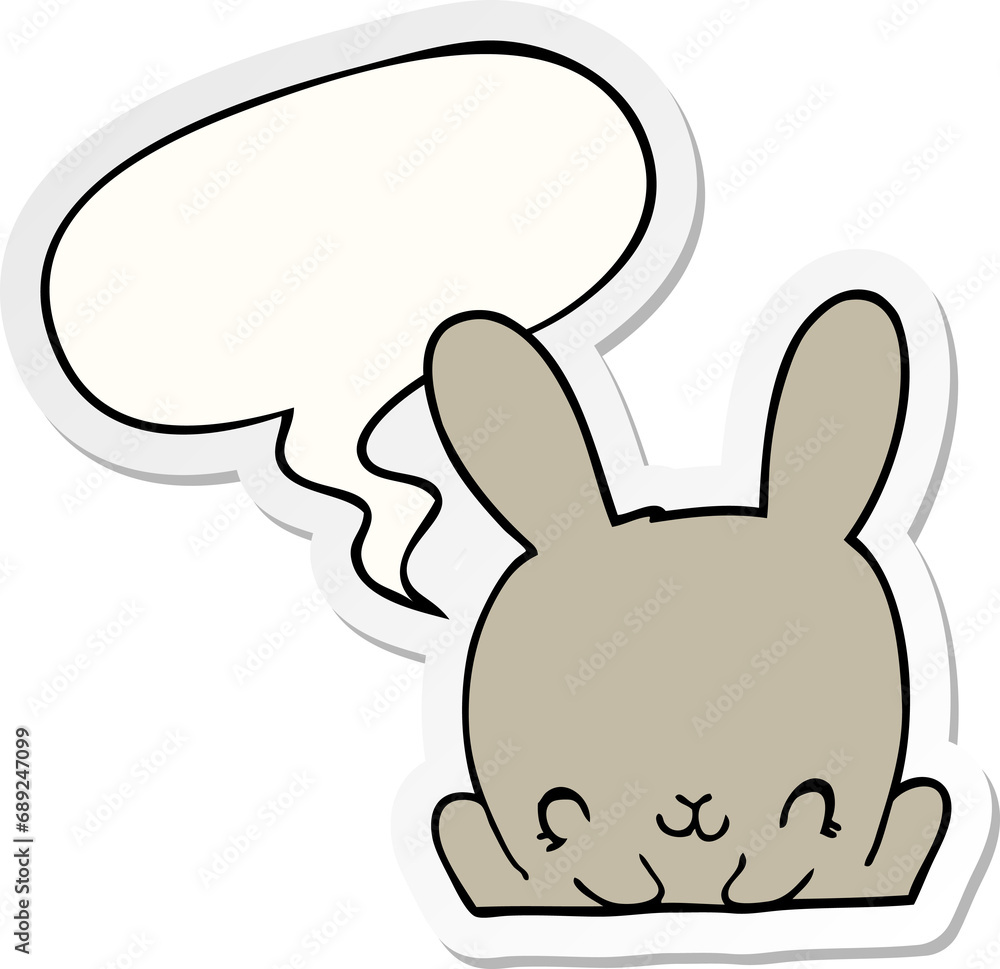 cartoon rabbit with speech bubble sticker cartoon rabbit with speech bubble sticker