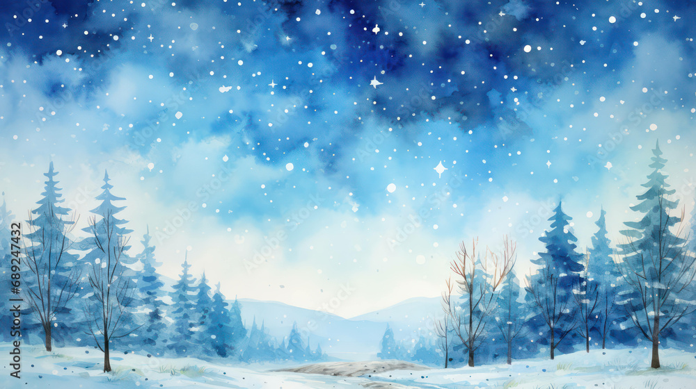 Nature winter christmas background snow forest