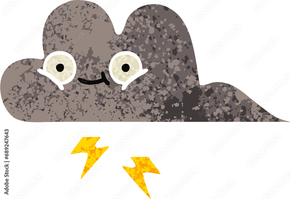 retro illustration style cartoon of a storm cloud retro illustration style cartoon of a storm cloud