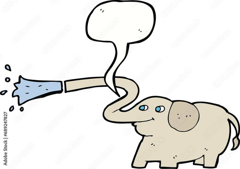 cartoon elephant squirting water with speech bubble cartoon elephant squirting water with speech bubble