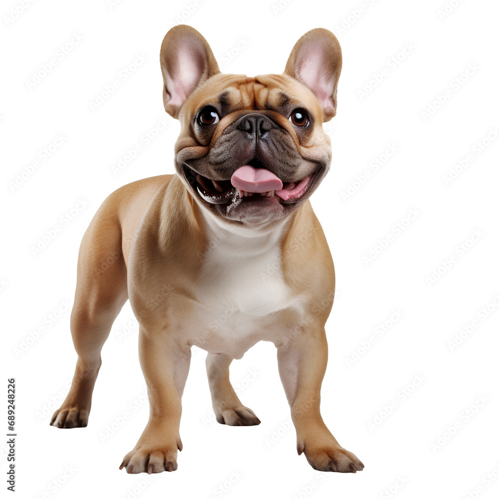 Frenchbulldog Cute and happy dog on transparent background PNG, easy to use.