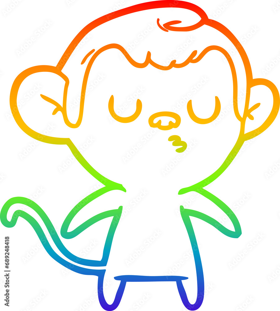 rainbow gradient line drawing of a cartoon monkey rainbow gradient line drawing of a cartoon monkey