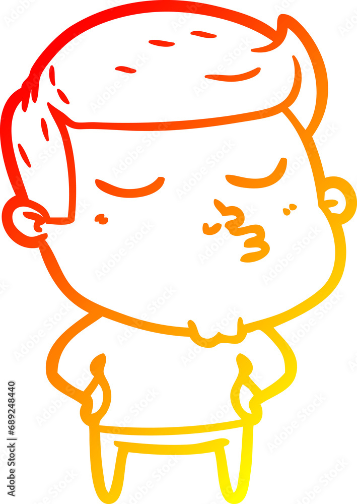 warm gradient line drawing of a cartoon model guy pouting warm gradient line drawing of a cartoon model guy pouting