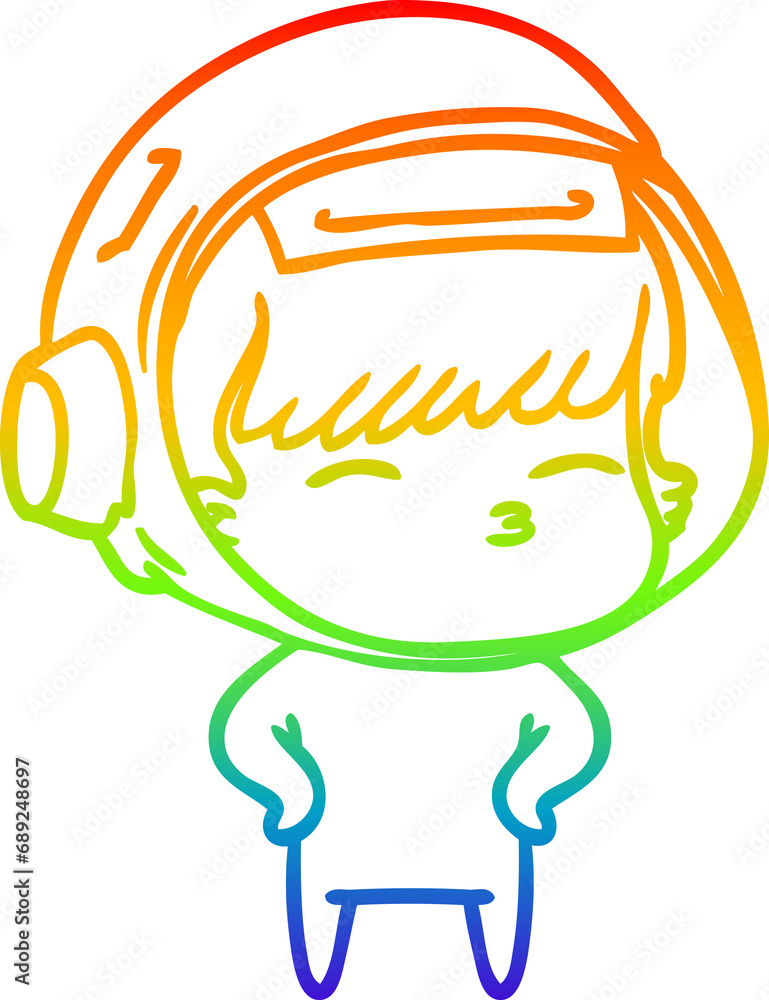 rainbow gradient line drawing of a cartoon curious astronaut rainbow gradient line drawing of a cartoon curious astronaut