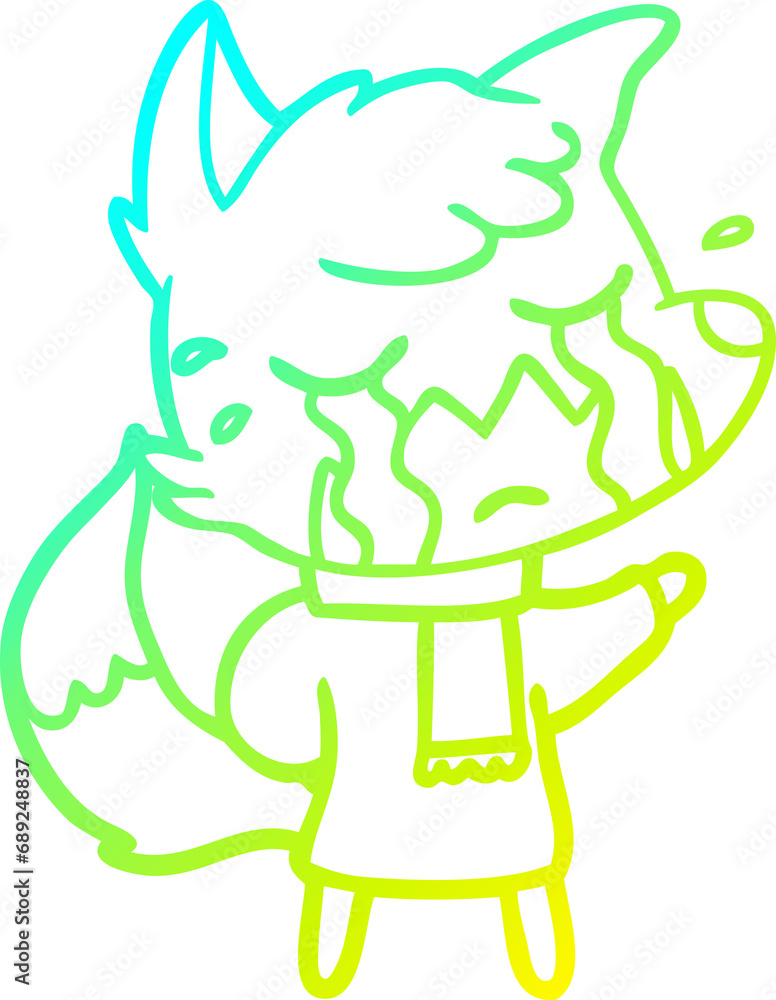 cold gradient line drawing of a crying fox cartoon cold gradient line drawing of a crying fox cartoon