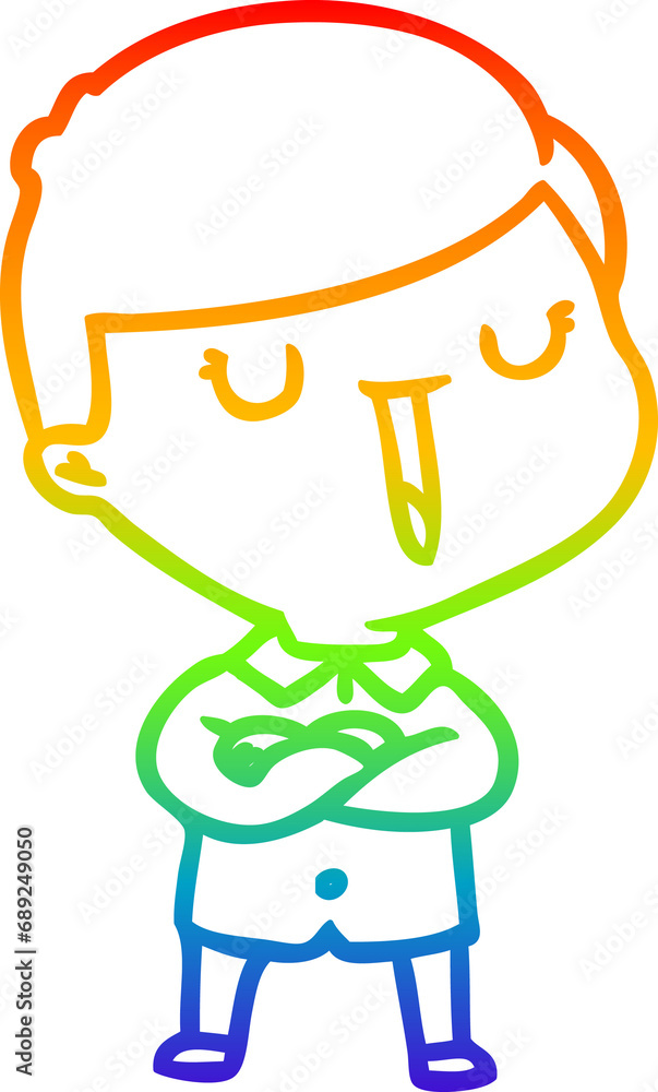 rainbow gradient line drawing of a cartoon happy boy rainbow gradient line drawing of a cartoon happy boy