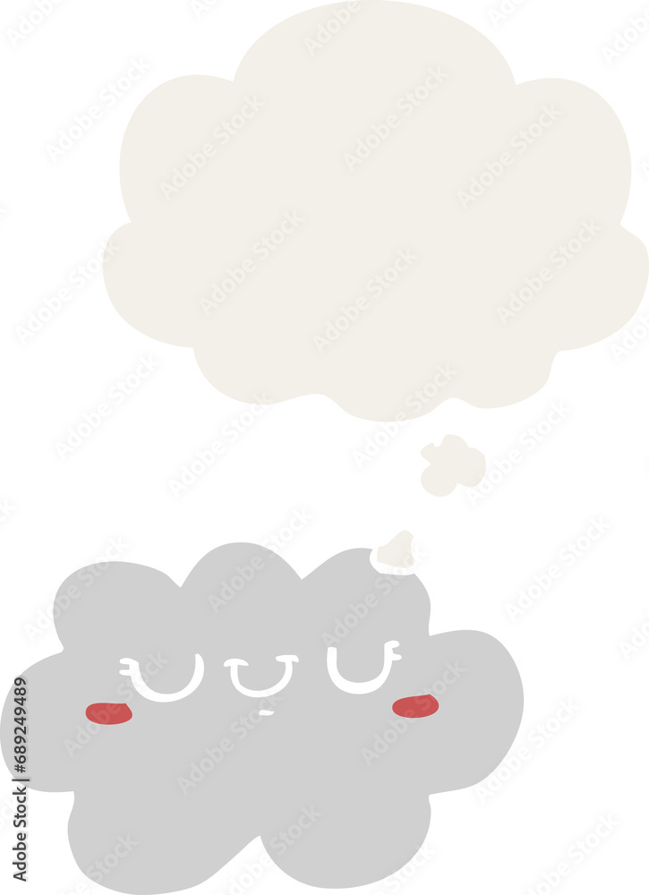 cute cartoon cloud with thought bubble in retro style cute cartoon cloud with thought bubble in retro style