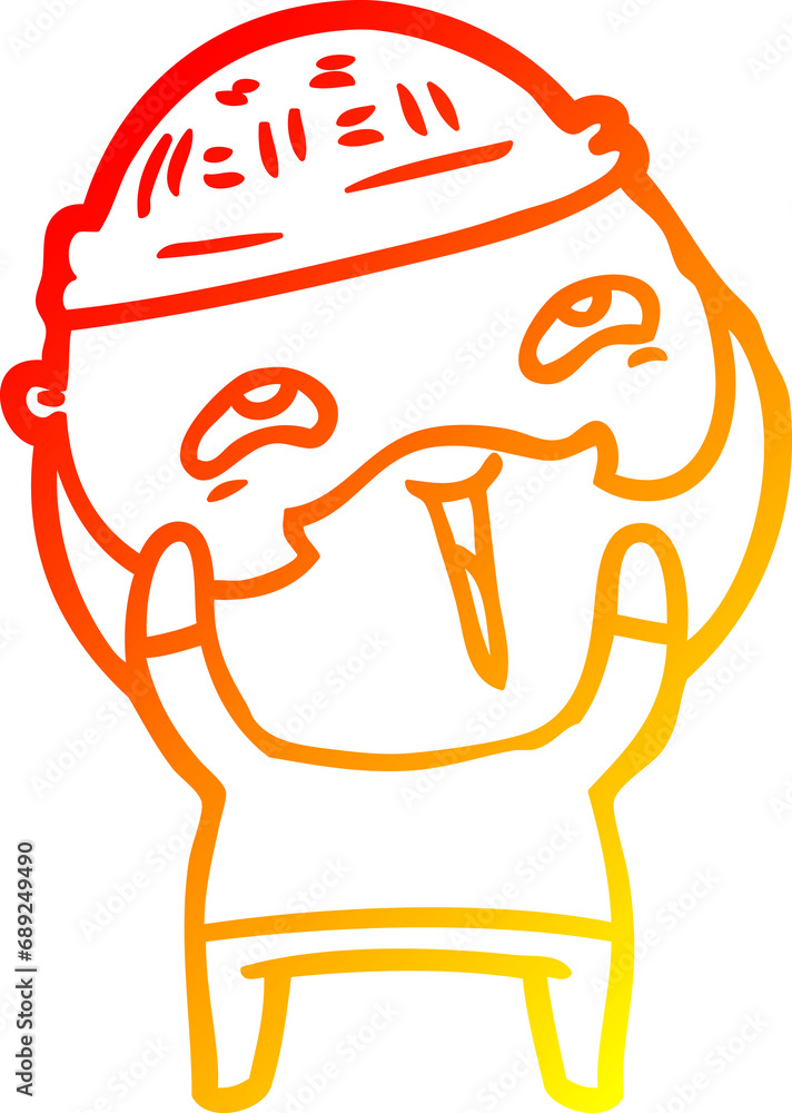 warm gradient line drawing of a cartoon happy bearded man warm gradient line drawing of a cartoon happy bearded man