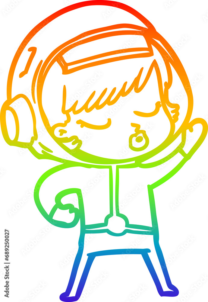 rainbow gradient line drawing of a cartoon pretty astronaut girl rainbow gradient line drawing of a cartoon pretty astronaut girl
