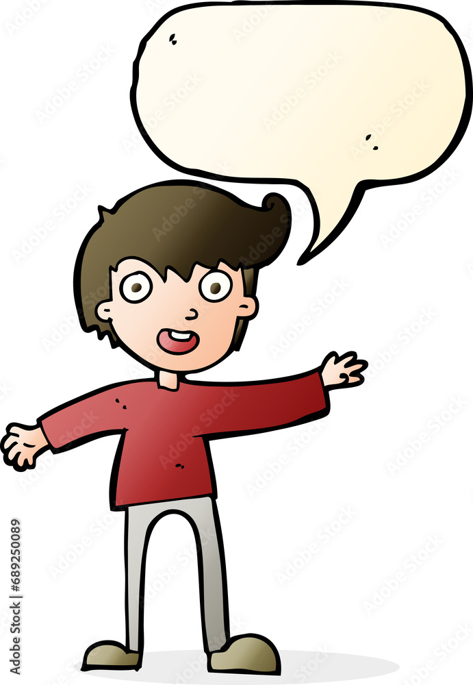 cartoon excited boy with speech bubble cartoon excited boy with speech bubble