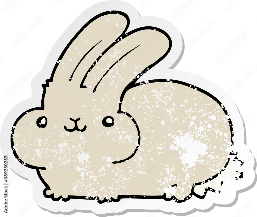distressed sticker of a cartoon rabbit distressed sticker of a cartoon rabbit