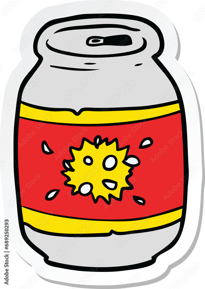sticker of a cartoon soda can sticker of a cartoon soda can