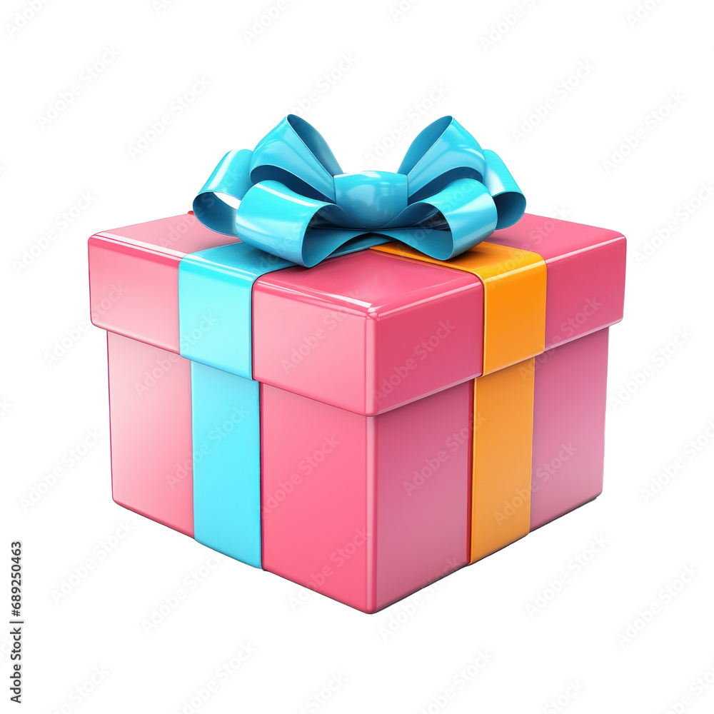 Colorful pink 3d gift box isolated on transparent background Colorful pink 3d gift box isolated on transparent background