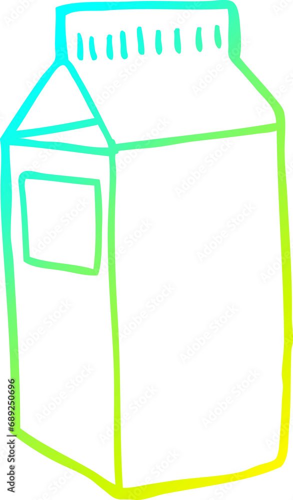 cold gradient line drawing of a cartoon milk carton cold gradient line drawing of a cartoon milk carton