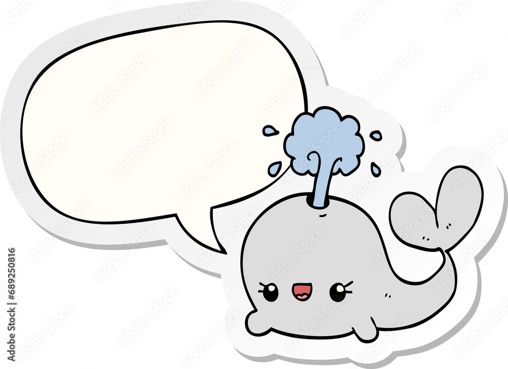 cute cartoon whale with speech bubble sticker cute cartoon whale with speech bubble sticker