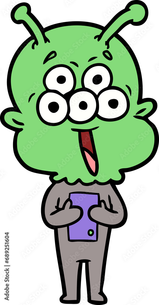 Obraz premium happy cartoon alien