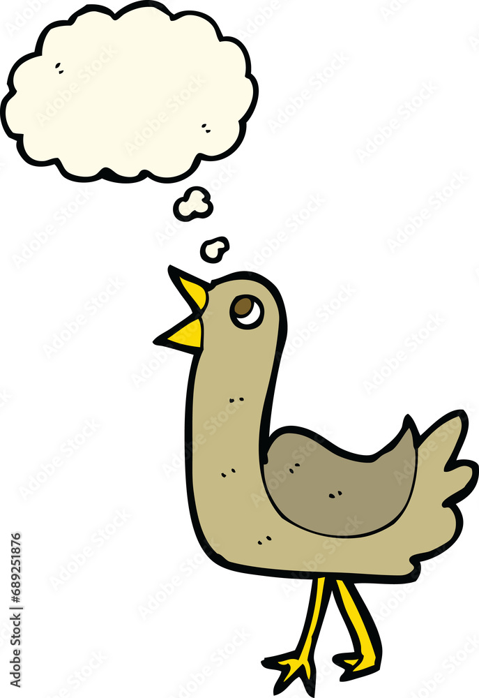 cartoon bird with thought bubble cartoon bird with thought bubble