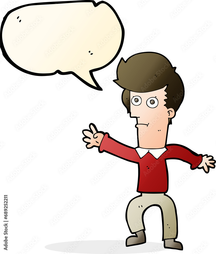 cartoon man waving with speech bubble cartoon man waving with speech bubble