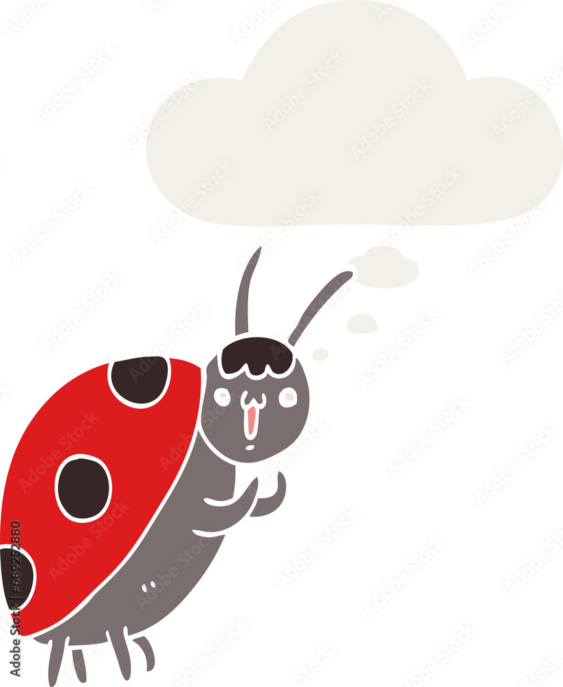 cute cartoon ladybug with thought bubble in retro style cute cartoon ladybug with thought bubble in retro style