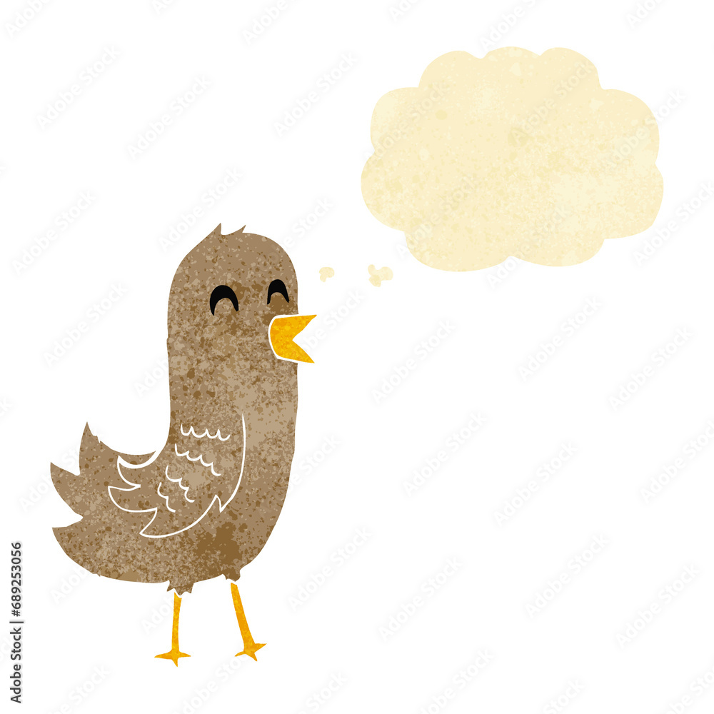 cartoon happy bird with thought bubble cartoon happy bird with thought bubble