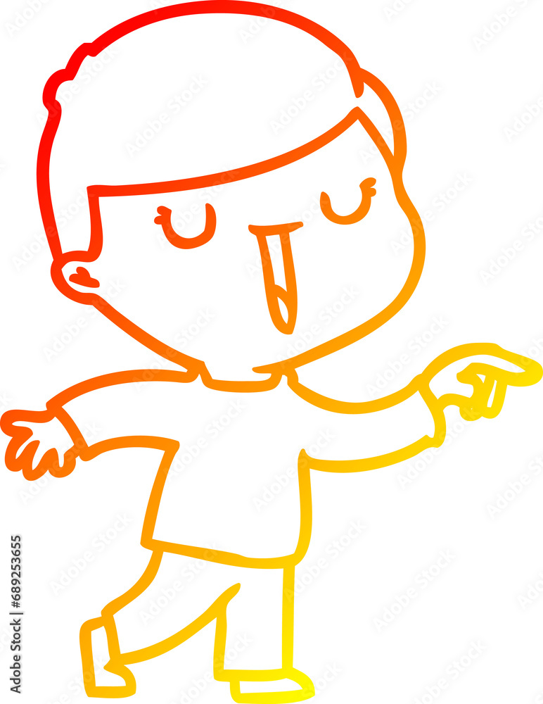 warm gradient line drawing of a cartoon happy boy warm gradient line drawing of a cartoon happy boy