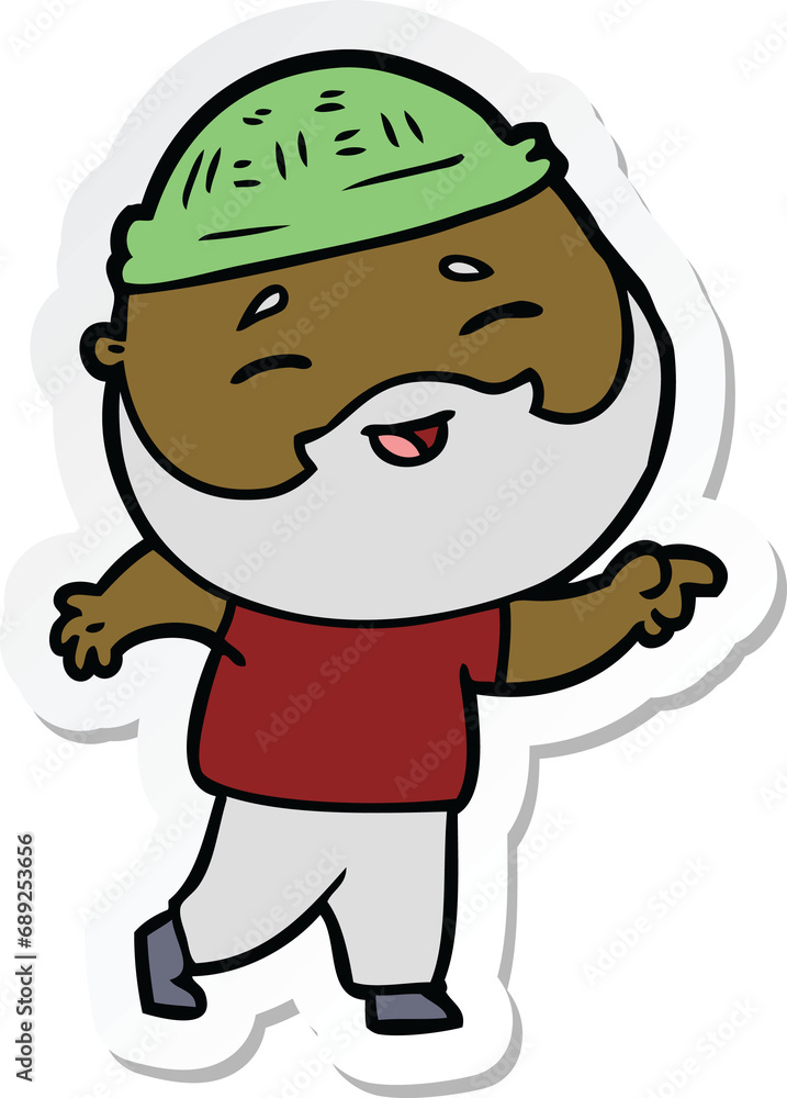 sticker of a cartoon happy bearded man sticker of a cartoon happy bearded man