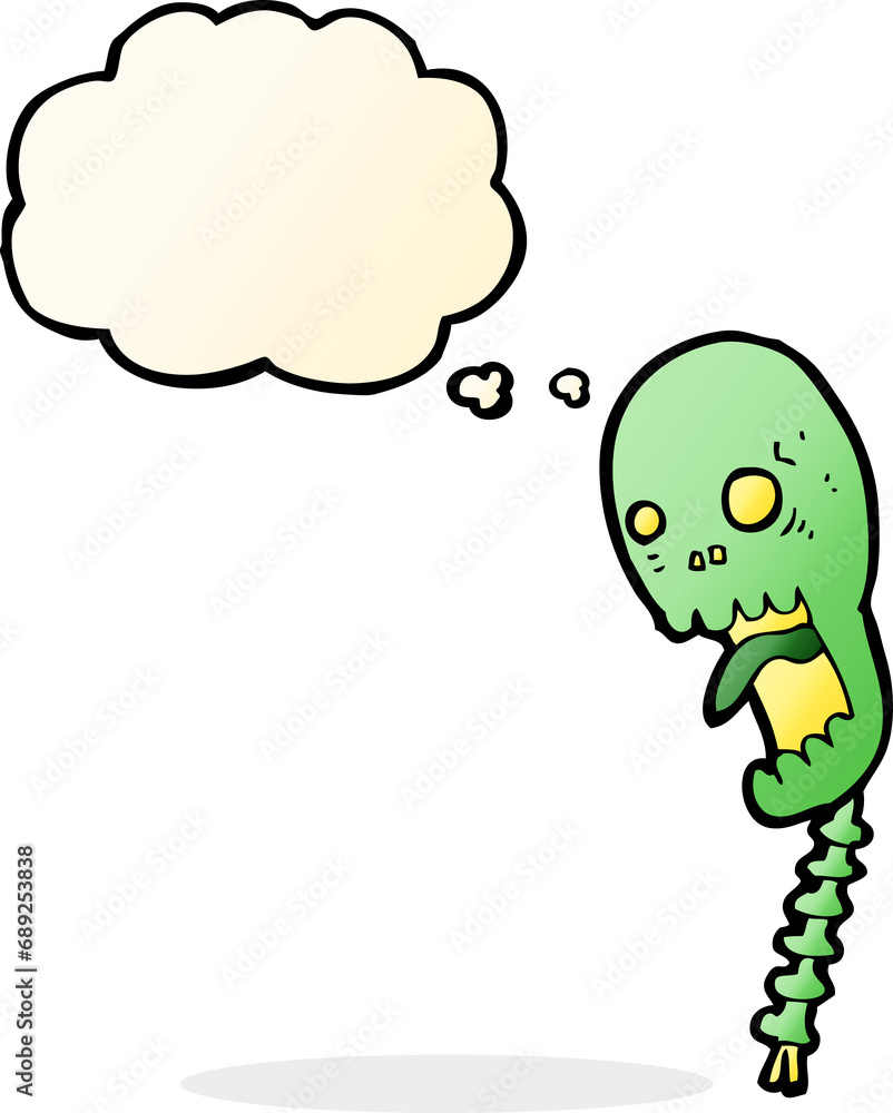 funny cartoon skull with thought bubble funny cartoon skull with thought bubble