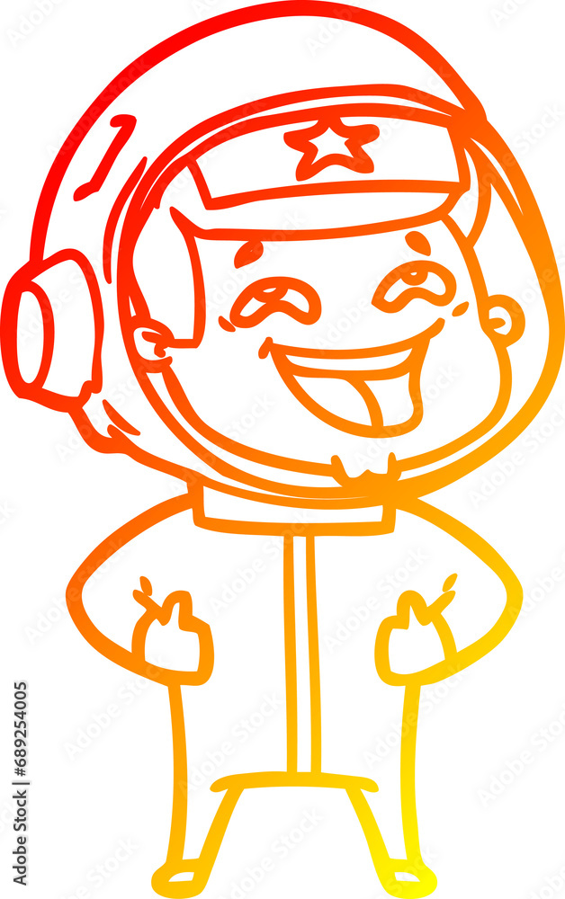 warm gradient line drawing of a cartoon laughing astronaut warm gradient line drawing of a cartoon laughing astronaut