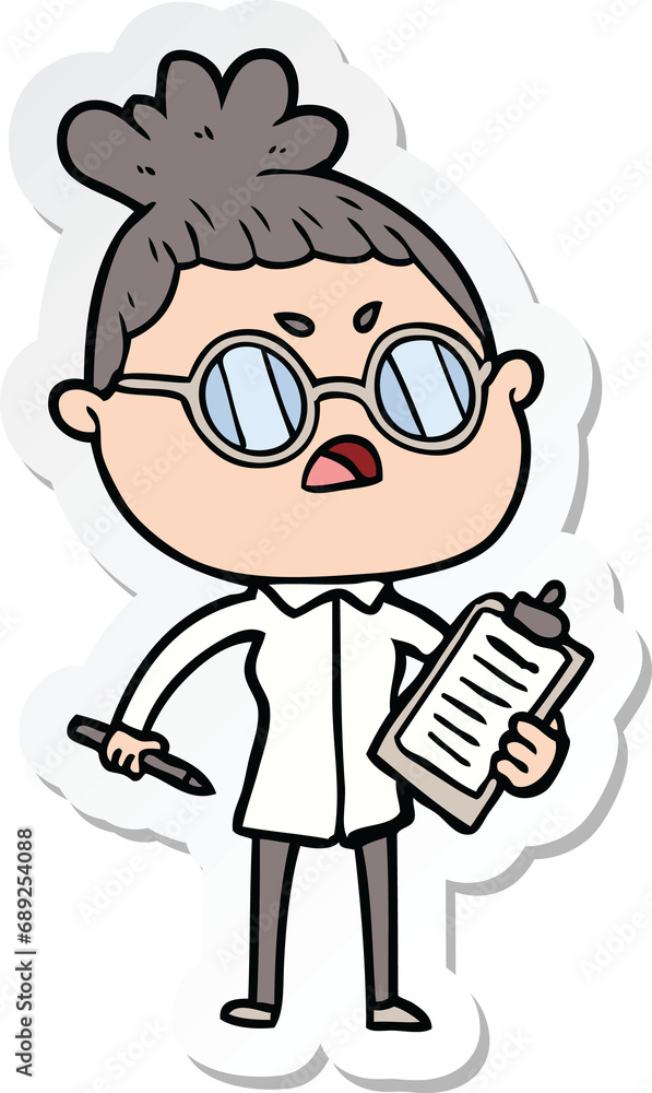 sticker of a cartoon annoyed woman sticker of a cartoon annoyed woman