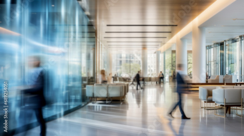 Beautiful Blurred Background of Modern Business Office Interior. photo