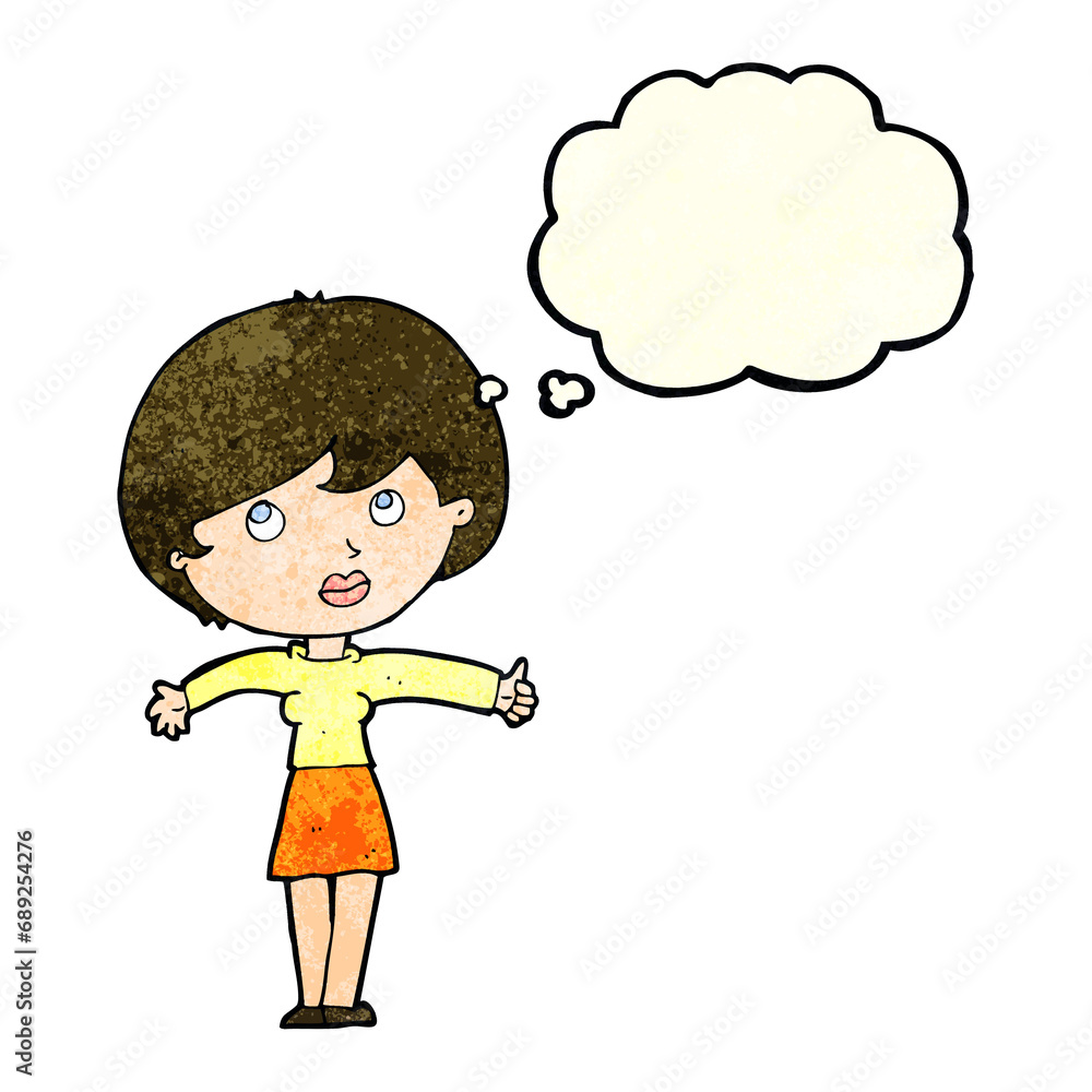 cartoon woman giving thumbs up with thought bubble cartoon woman giving thumbs up with thought bubble