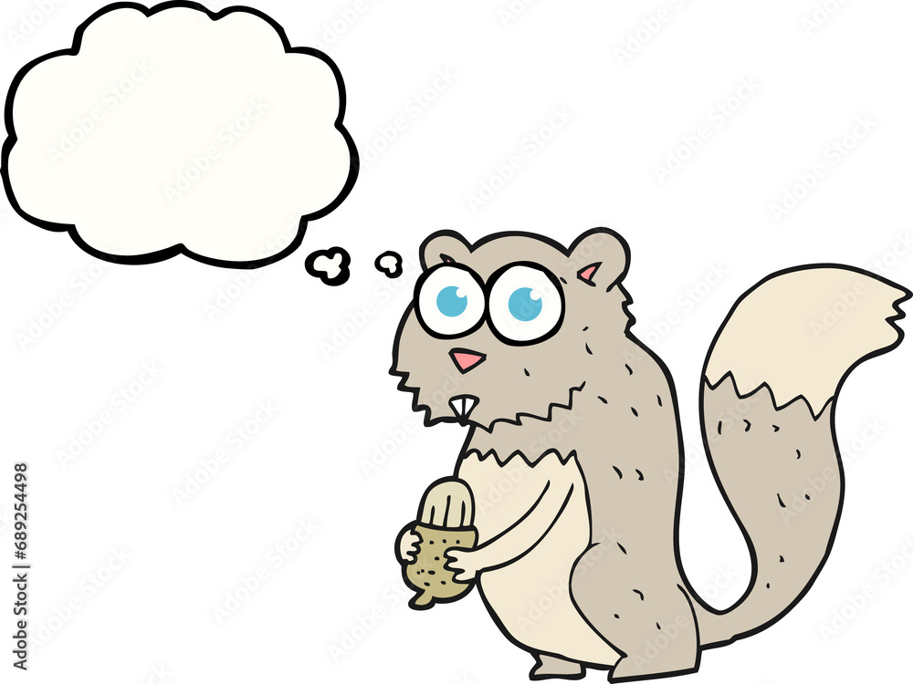 freehand drawn thought bubble cartoon angry squirrel with nut freehand drawn thought bubble cartoon angry squirrel with nut