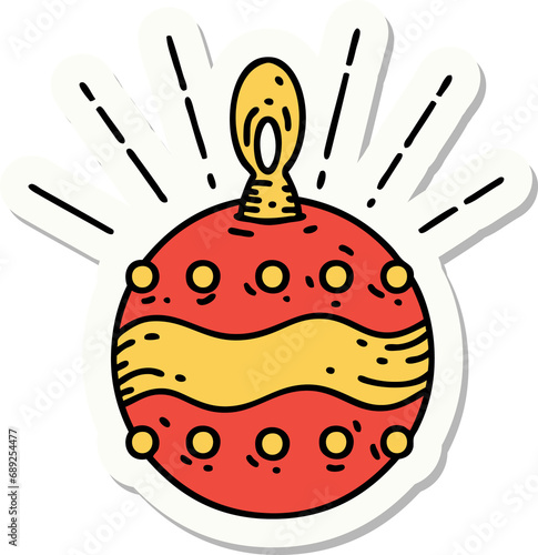 sticker of a tattoo style christmas ornament