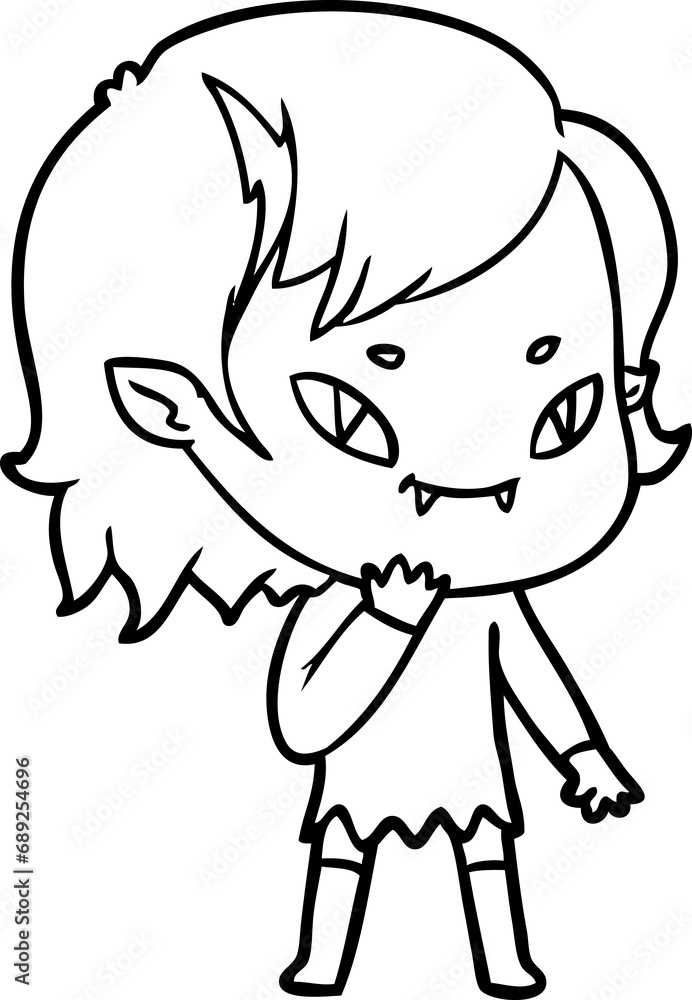cartoon friendly vampire girl considering cartoon friendly vampire girl considering