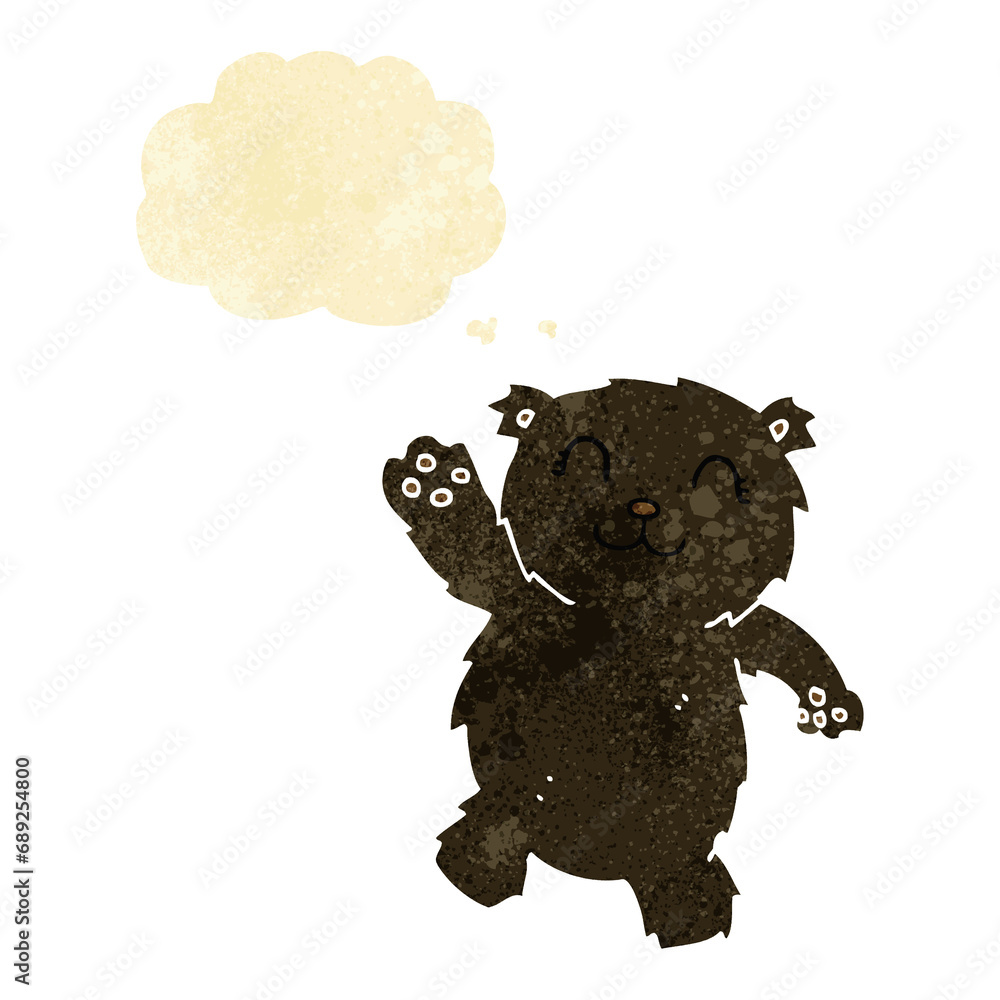cartoon waving black bear with thought bubble cartoon waving black bear with thought bubble
