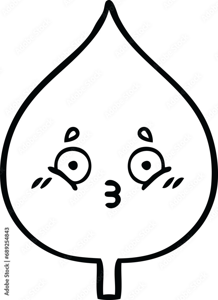line drawing cartoon of a expressional leaf