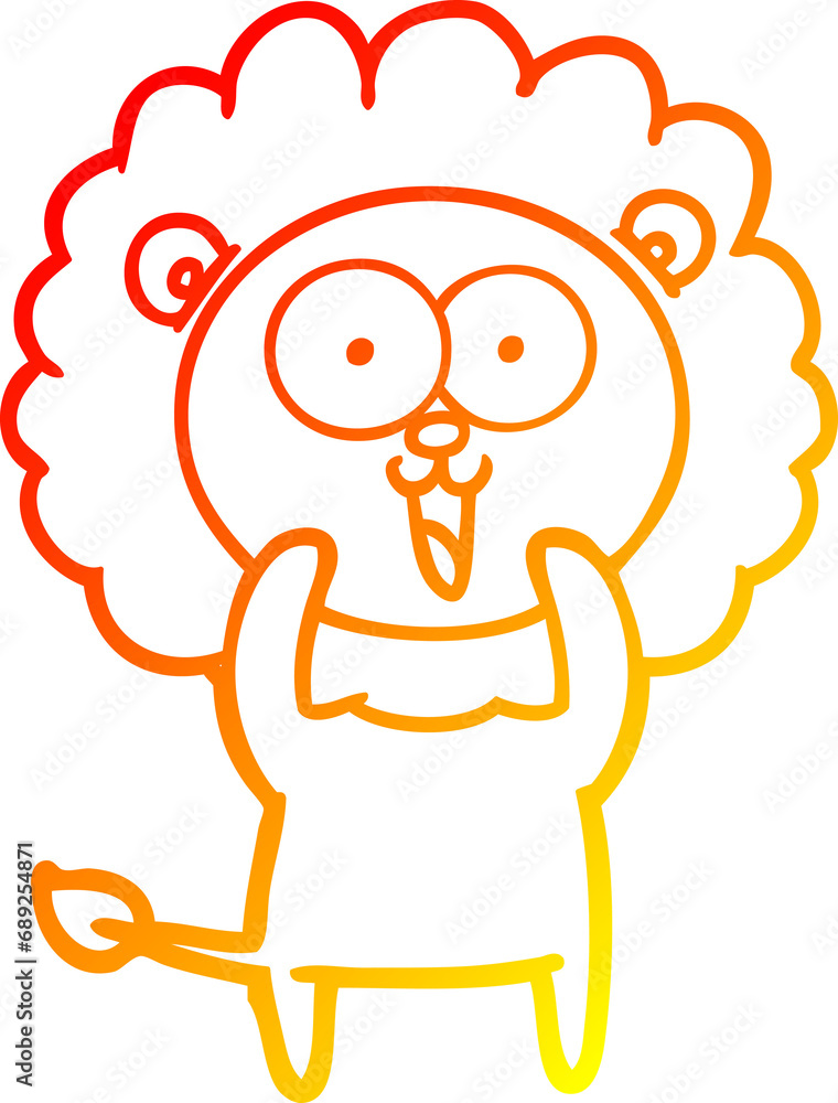 warm gradient line drawing of a happy cartoon lion warm gradient line drawing of a happy cartoon lion