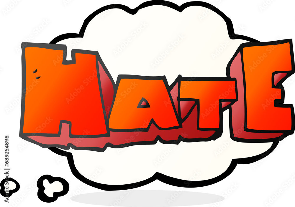 freehand drawn thought bubble cartoon word Hate freehand drawn thought bubble cartoon word Hate