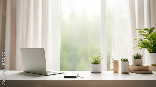 Elegant and modern home office setup featuring a sleek desk, comfortable chair, and stylish decor, perfect for productivity and comfort © Dejan