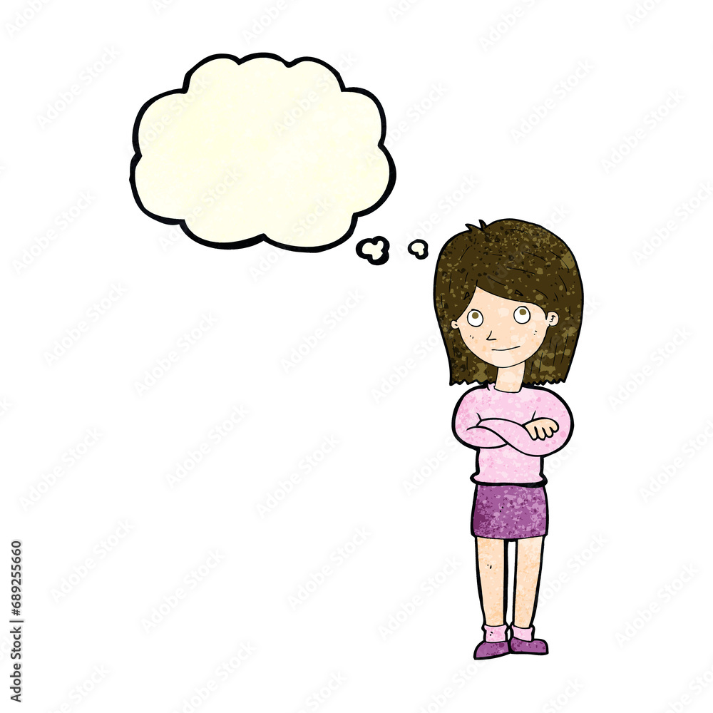 cartoon friendly girl rolling eyes with thought bubble cartoon friendly girl rolling eyes with thought bubble