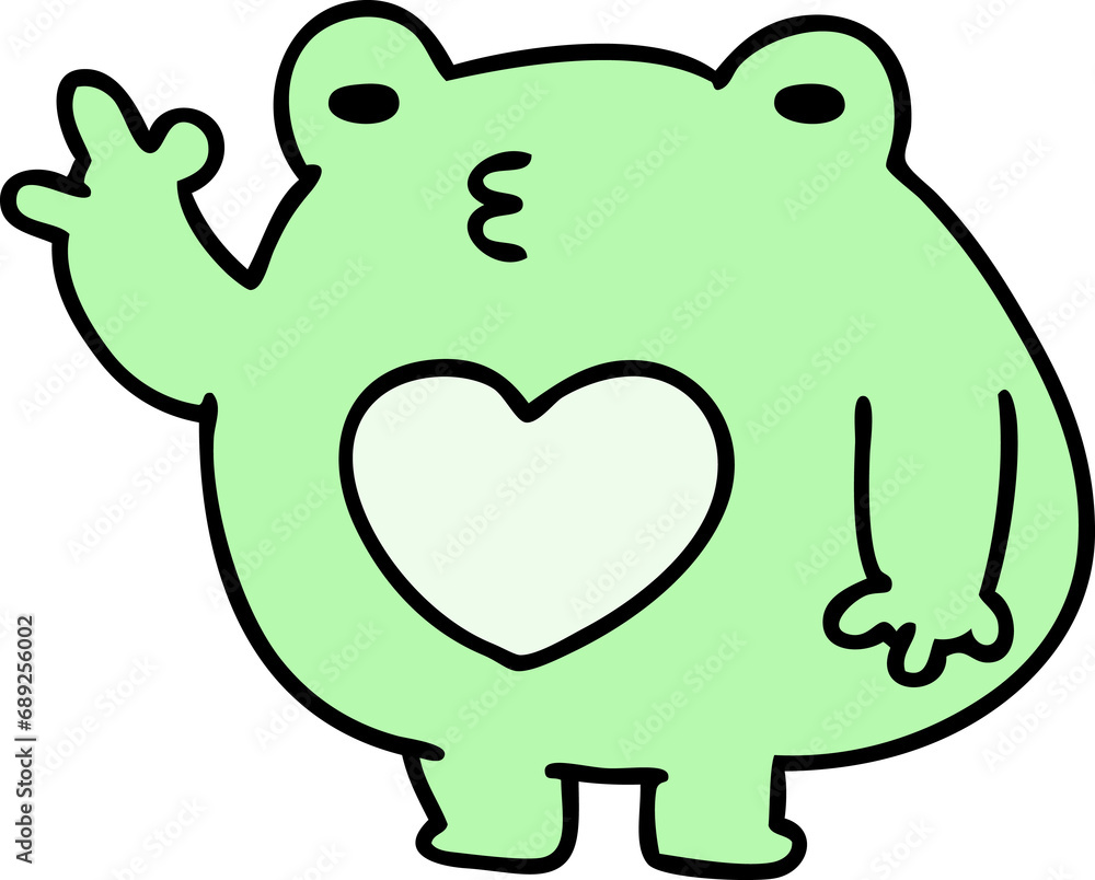 cartoon of a cute waving frog with love heart cartoon of a cute waving frog with love heart