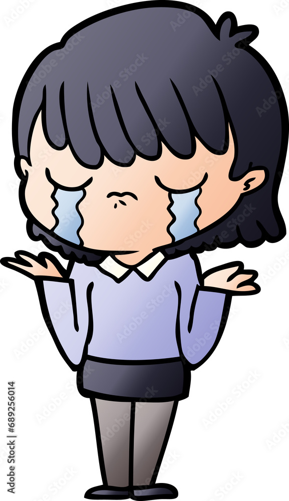 cartoon woman crying