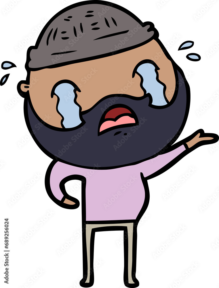 Obraz premium cartoon bearded man crying
