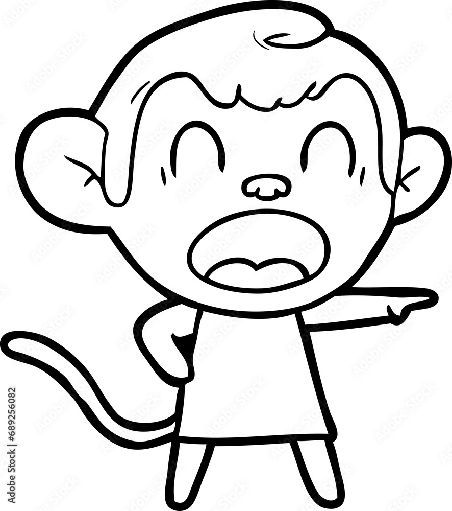 shouting cartoon monkey pointing shouting cartoon monkey pointing