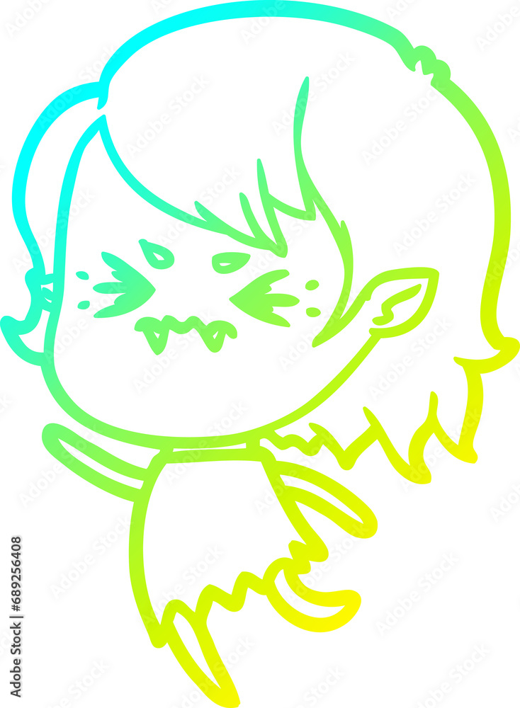 cold gradient line drawing of a annoyed cartoon vampire girl cold gradient line drawing of a annoyed cartoon vampire girl