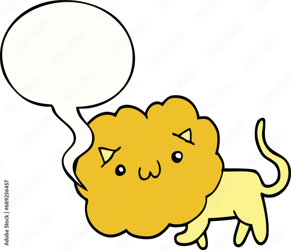 cute cartoon lion with speech bubble cute cartoon lion with speech bubble