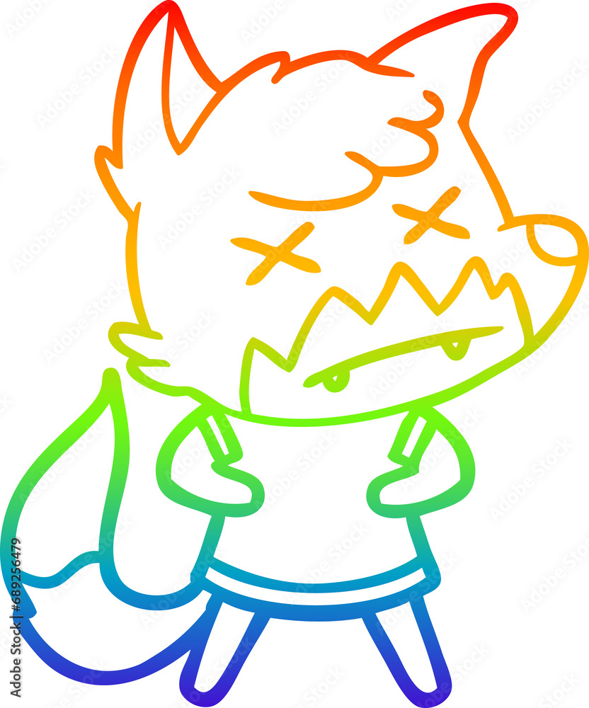 rainbow gradient line drawing of a cartoon dead fox rainbow gradient line drawing of a cartoon dead fox