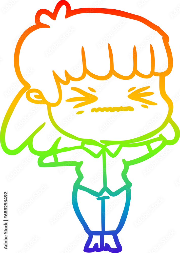 rainbow gradient line drawing of a cartoon woman rainbow gradient line drawing of a cartoon woman